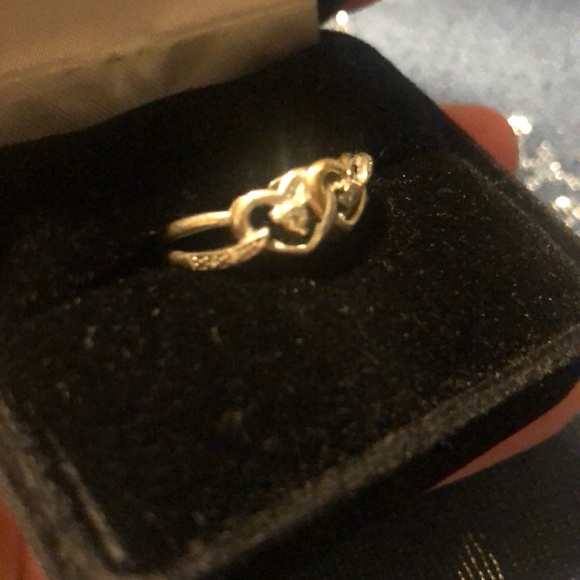10K Yellow Gold & Silver Promise Ring - Picture 2 of 3
